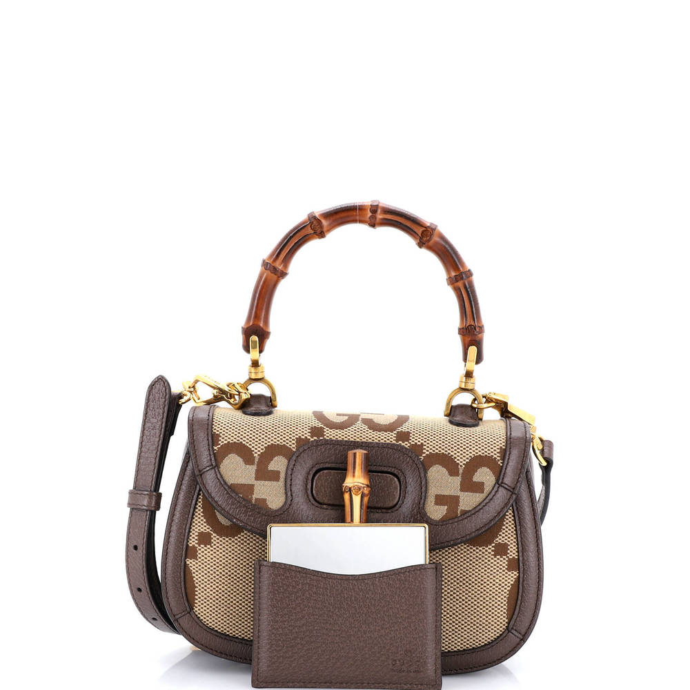 Gucci Small Bamboo 1947 Top Handle Bag Jumbo GG Canvas - Picture 2 of 8